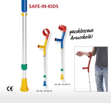 Kinderunterarmgehstütze mit geschlossener Armschale