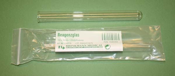 Reagenzglas Bis 300°C erhitzbar; nicht zentrifugenfest; 160 x 16 mm; innen 14 mm 1st